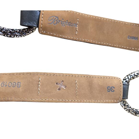 Brighton Charcoal Gray Leather Link Belt Ornate Silver Scroll Hardware Size 36 main image 5
